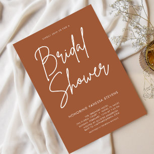 Orange Terracotta  Elegant  Bridal Shower  Invitation