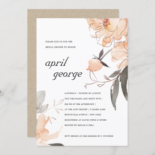 ORANGE TERRACOTTA FLORAL BRIDAL SHOWER INVITE