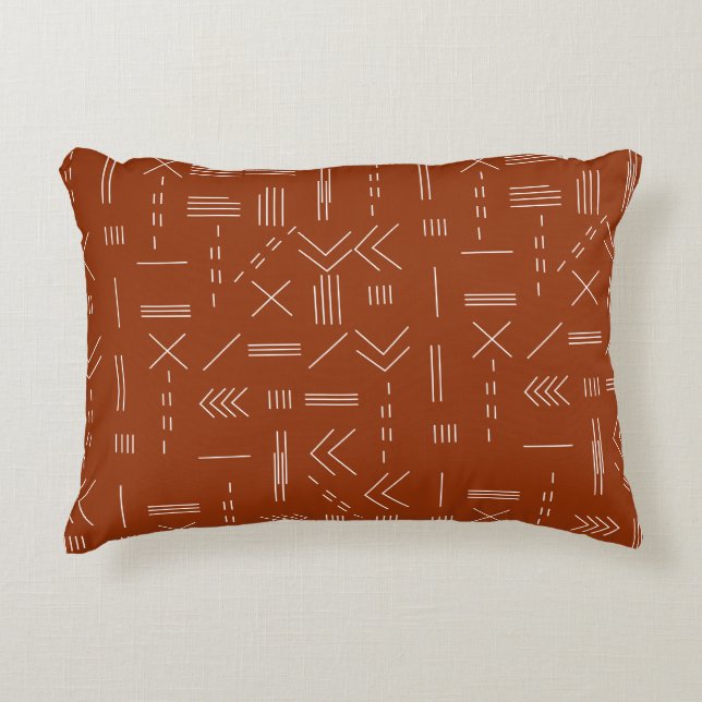 Orange Terracotta Gorgeous Geometric Pattern Accent Pillow (Front)