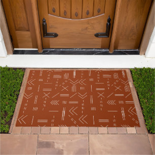 Orange Terracotta Gorgeous Geometric Pattern Doormat