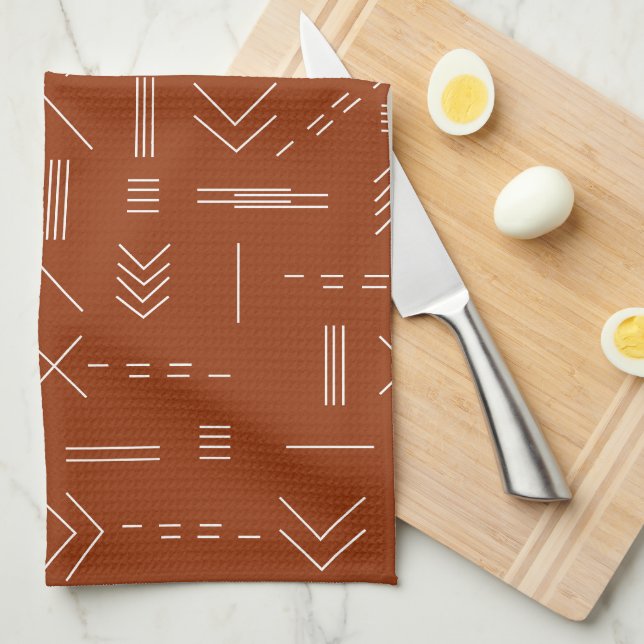 Orange Terracotta Gorgeous Geometric Pattern Kitchen Towel (Quarter Fold)