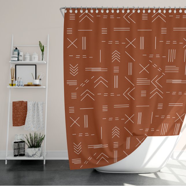 Orange Terracotta Gorgeous Geometric Pattern Shower Curtain (Orange Terracotta Gorgeous Geometric Pattern Shower Curtain)