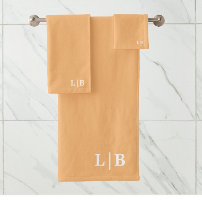 Orange Terracotta Initials Bath Towel Set (Creator Uploaded)