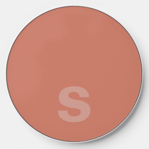 Orange Terracotta Modern Monogram Wireless Charger