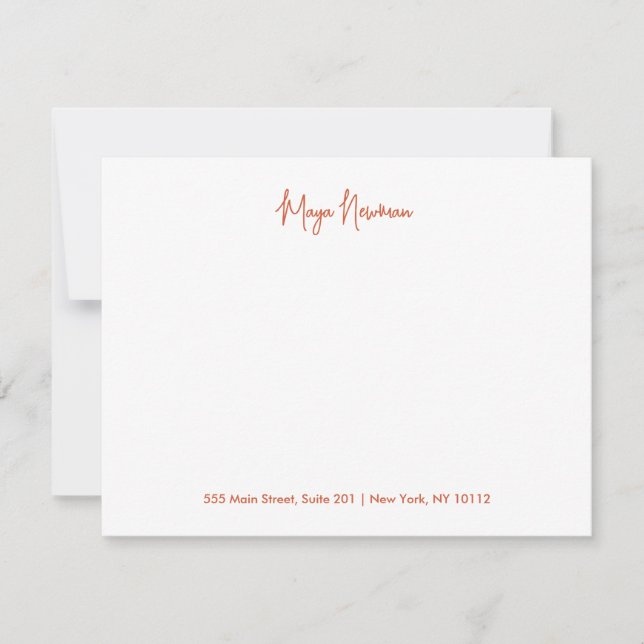 ORANGE TERRACOTTA  SIGNATURE MONOGRAM NAME NOTE CARD (Front)