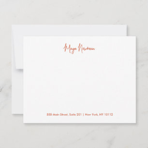 ORANGE TERRACOTTA SIGNATURE MONOGRAM NAME NOTE CARD