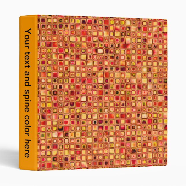 Orange 'Terracotta' Textured Mosaic Tiles Pattern Binder (Front/Spine)