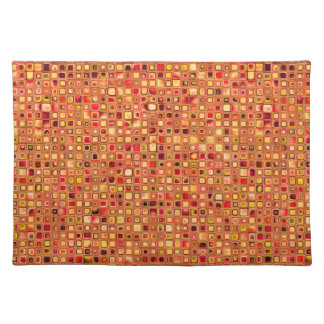 Orange 'Terracotta' Textured Mosaic Tiles Pattern Placemat