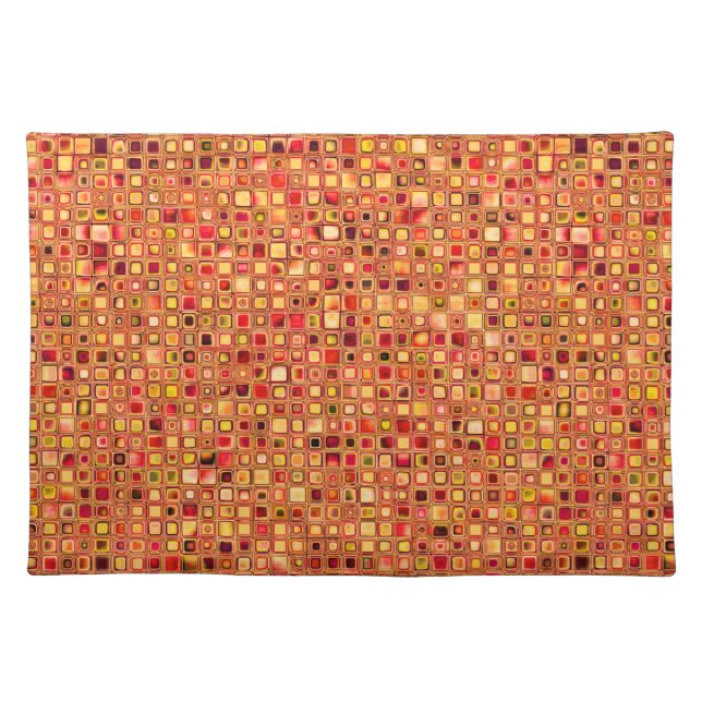 Orange 'Terracotta' Textured Mosaic Tiles Pattern Placemat (Front)