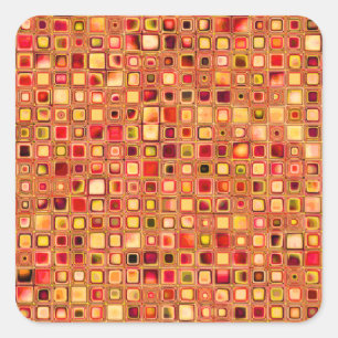 Orange 'Terracotta' Textured Mosaic Tiles Pattern Square Sticker