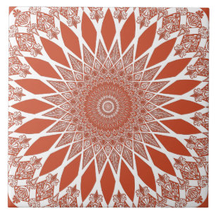 Orange Terracotta Tristyns Mandala Ceramic Tile
