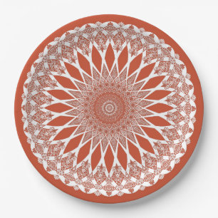 Orange Terracotta Tristyns Mandala Paper Plates