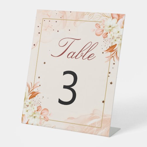 Orange Terracotta Twilight Starry Night Wedding Pedestal Sign
