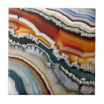 Orange Terracotta White Black Blue Agate Geode Ceramic Tile<br><div class="desc">This is a high-quality multicolored white,  black,  blue,  grey,  orange,  brown and terracotta slice of agate geode close-up.</div>