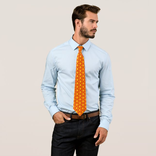 Orange Terrazzo Star Pattern II Neck Tie (In Situ)