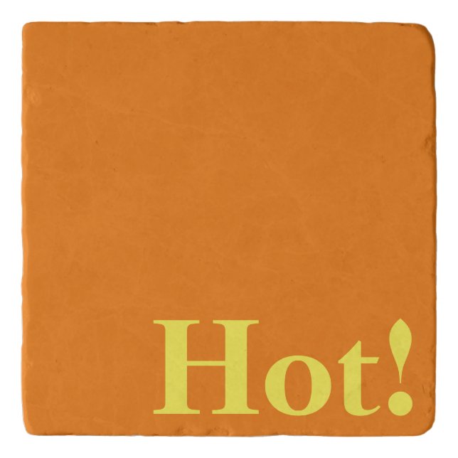 ORANGE TEXT DESIGN MARBLE STONE TRIVET (Front)