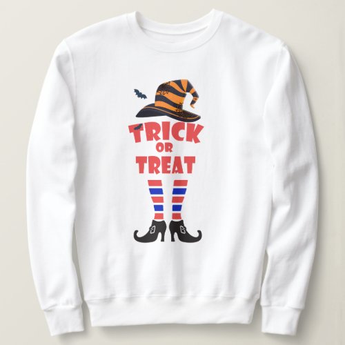 Orange Text Trick Treat Halloween Witch Lettering Sweatshirt