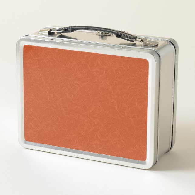 Orange textured surface with swirling pattern metal lunch box (Back)
