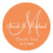 Orange Thank You Wedding Monogram Sticker