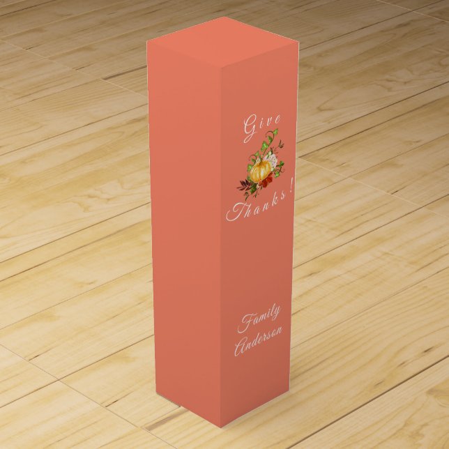 Orange Thanksgiving pumpkin Wine Gift Box (Front)