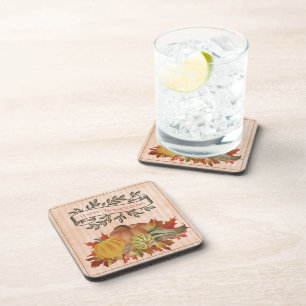 Orange Thanksgiving Pumpkins and Squash Beverage Coaster