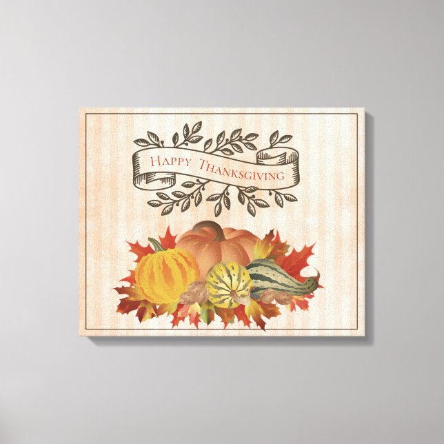 Orange Thanksgiving Pumpkins and Squash Canvas Print (Front)