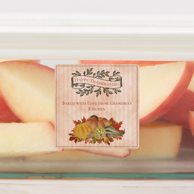 Orange Thanksgiving Pumpkins and Squash Labels (Affixed)