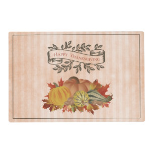 Orange Thanksgiving Pumpkins and Squash Placemat
