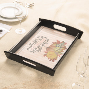 Orange Thanksgiving Pumpkins and Squash Serving Tray