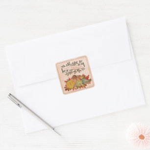 Orange Thanksgiving Pumpkins and Squash Square Sticker