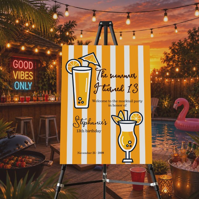 Orange The Summer I Turned 13 Mocktail Birthday Foam Board (Creator Uploaded)