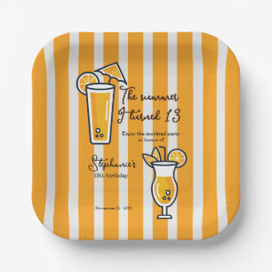 Orange The Summer I Turned 13 Mocktail Birthday Paper Plates