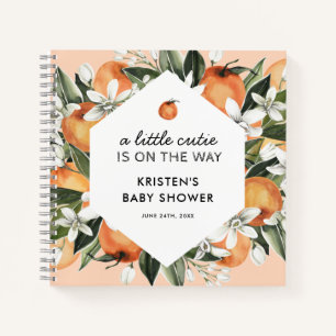 Orange Themed Little Cutie Baby Shower Guestbook Notebook