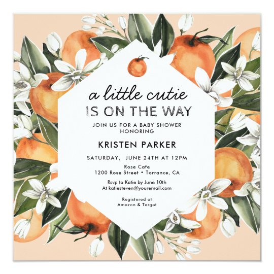 Orange Themed Little Cutie Baby Shower Invitation | Zazzle.com