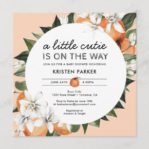 Orange Themed Little Cutie Baby Shower Invitation