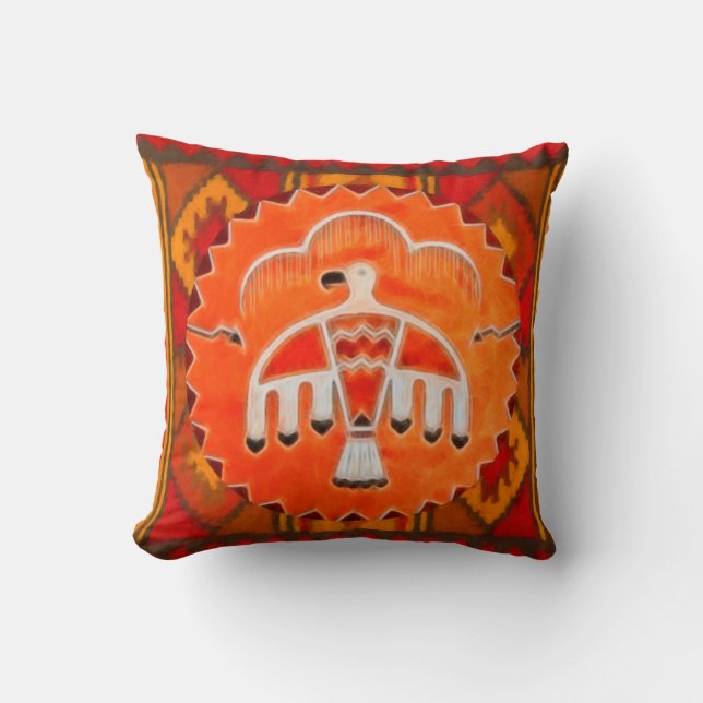 Orange Thunderbird Throw Pillow (Front)