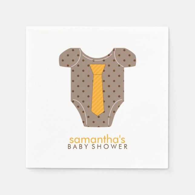 Orange Tie Baby Outfit Baby Shower Napkins (Front)