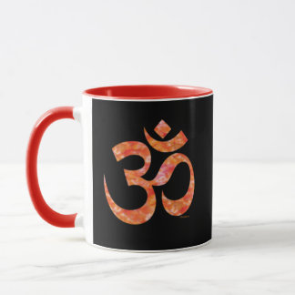 Orange Tie Dye Om Symbol Spiritual Black Combo Mug