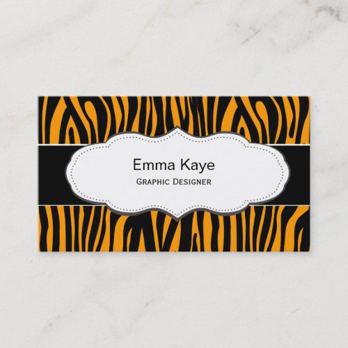 Orange Tiger Animal print business cards