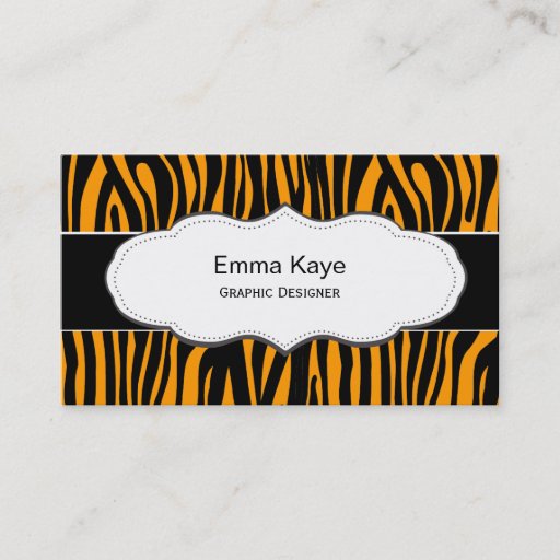 Customizable Orange Tiger Animal print business cards