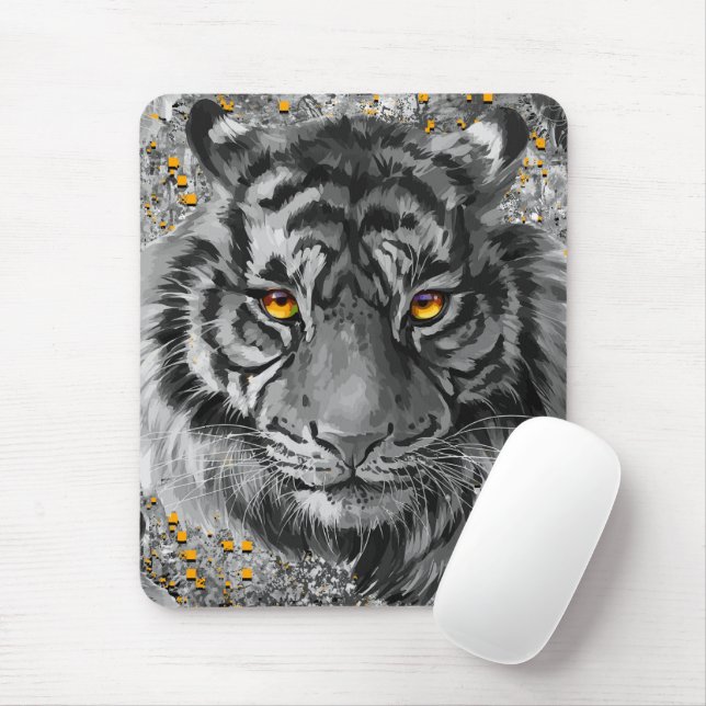 Orange Tiger Eyes | Colorful Tiger Mouse Pad (With Mouse)