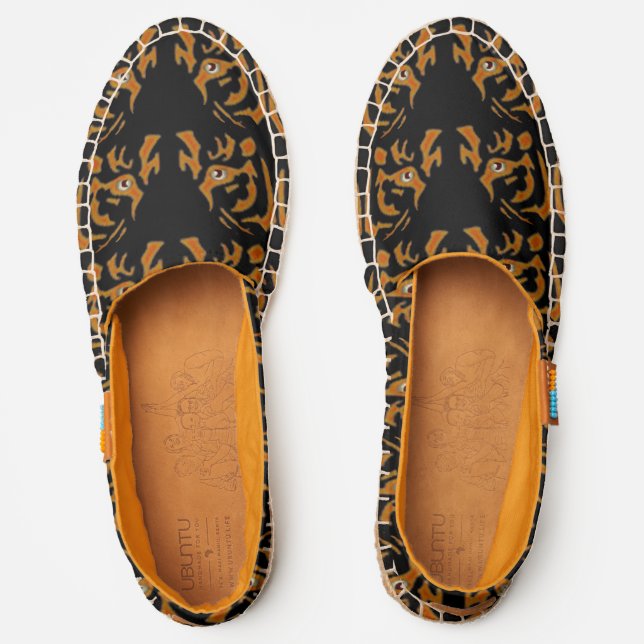 Orange Tiger Face Canvas Afridrilles Shoes (Front)