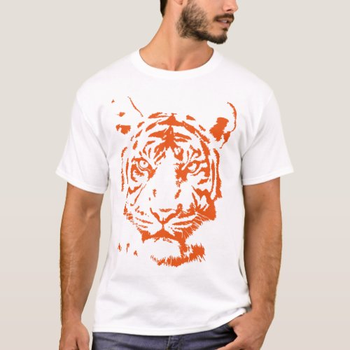 Orange tiger head _ Lion Bengal tiger Cat Logo T_Shirt