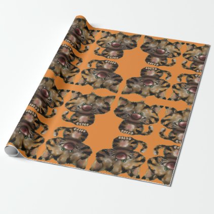 Orange tiger kitty wrapping paper