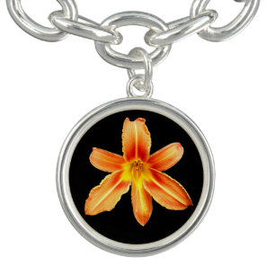 Orange Tiger Lily Charm Bracelet