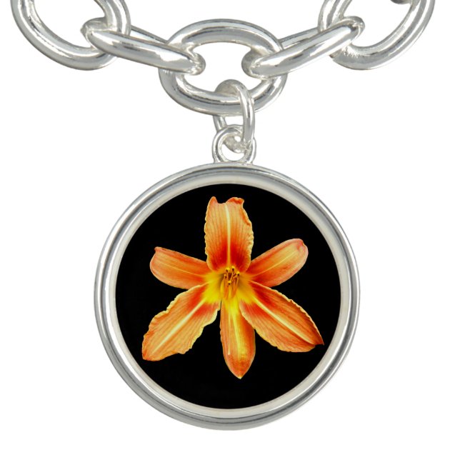Orange Tiger Lily Charm Bracelet (Design)
