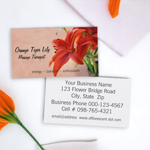 Orange Tiger Lily Close Up Photograph Business Card