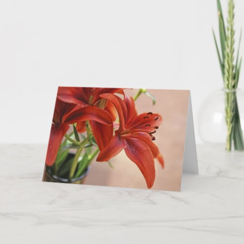 Orange Tiger Lily Close_Up Photograph Custom Card