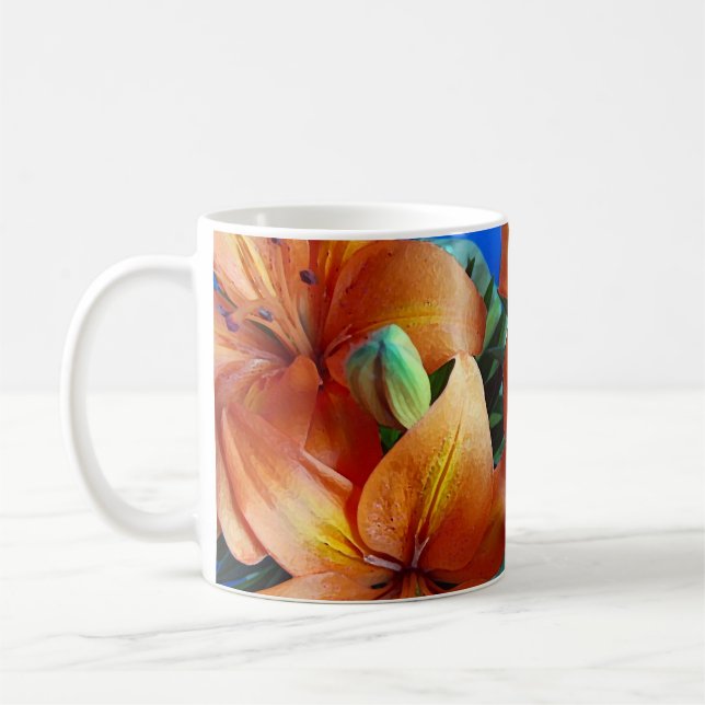 Orange tiger lily flowers coffee mug (Left)