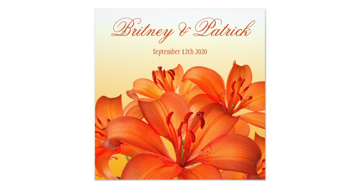 Orange Tiger Lily Lilies Wedding Invitations Zazzle Com